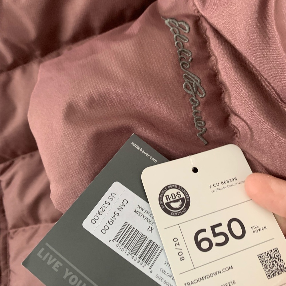 NEW Eddie Bauer Sun Vally Down Parka xl RoseGold color